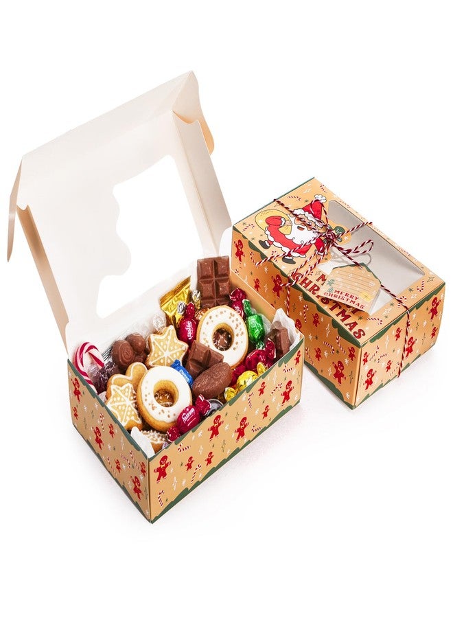 Elsjoy 30 Pack Christmas Cookie Boxes with Window, Christmas Treat Boxes Paper Candy Box with Tags & Ribbons, Xmas Treat Container Bakery Dessert Boxes for Cupcake, Donut, Party Favor - Image 3